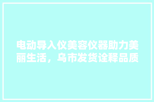 电动导入仪美容仪器助力美丽生活，乌市发货诠释品质与速度