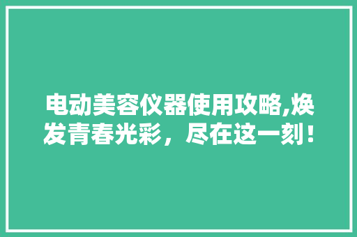 电动美容仪器使用攻略,焕发青春光彩，尽在这一刻！