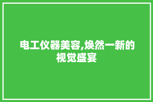 电工仪器美容,焕然一新的视觉盛宴 美体修身