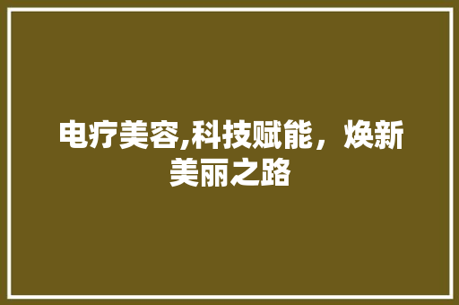 电疗美容,科技赋能，焕新美丽之路