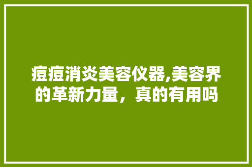 痘痘消炎美容仪器,美容界的革新力量，真的有用吗