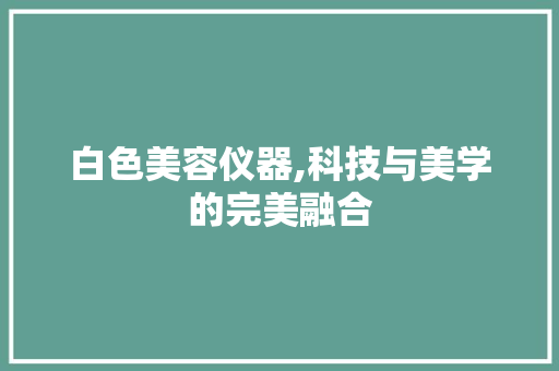 白色美容仪器,科技与美学的完美融合
