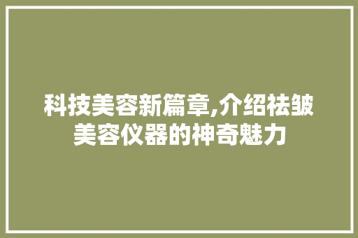 科技美容新篇章,介绍祛皱美容仪器的神奇魅力