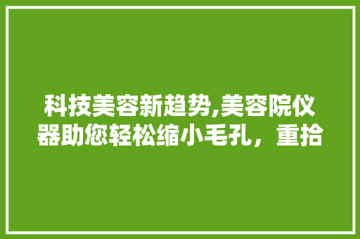 科技美容新趋势,美容院仪器助您轻松缩小毛孔，重拾细腻肌肤