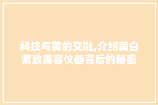 科技与美的交融,介绍美白紧致美容仪器背后的秘密