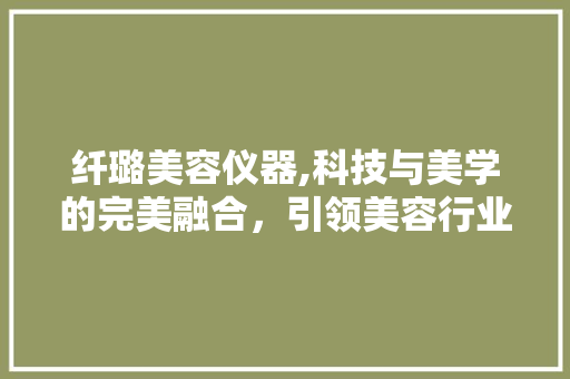 纤璐美容仪器,科技与美学的完美融合，引领美容行业新潮流