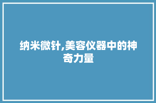 纳米微针,美容仪器中的神奇力量 饮食大全