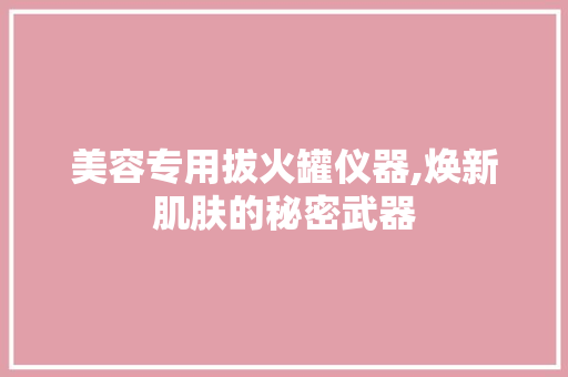 美容专用拔火罐仪器,焕新肌肤的秘密武器