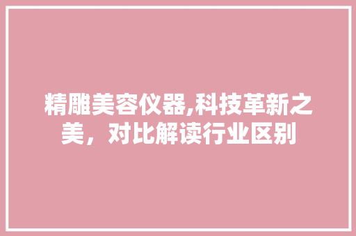 精雕美容仪器,科技革新之美，对比解读行业区别
