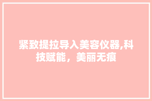 紧致提拉导入美容仪器,科技赋能，美丽无痕