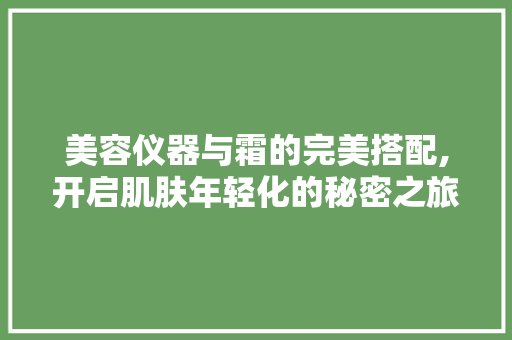 美容仪器与霜的完美搭配,开启肌肤年轻化的秘密之旅 饮食大全