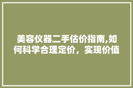 美容仪器二手估价指南,如何科学合理定价，实现价值最大化 婚姻情感