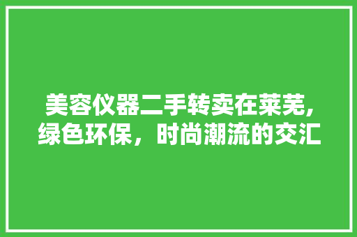 美容仪器二手转卖在莱芜,绿色环保，时尚潮流的交汇点 饮食大全