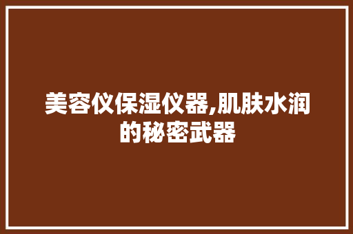美容仪保湿仪器,肌肤水润的秘密武器 婚姻情感