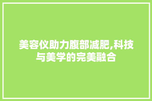 美容仪助力腹部减肥,科技与美学的完美融合