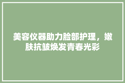 美容仪器助力脸部护理，嫩肤抗皱焕发青春光彩