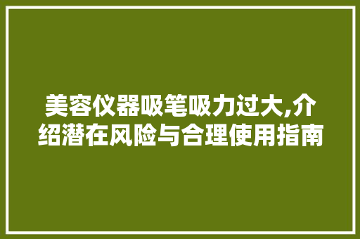 美容仪器吸笔吸力过大,介绍潜在风险与合理使用指南