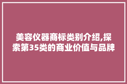 美容仪器商标类别介绍,探索第35类的商业价值与品牌保护