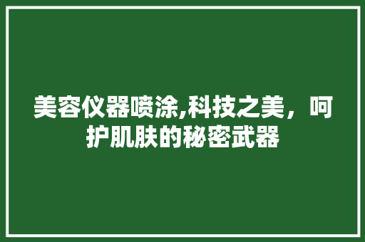 美容仪器喷涂,科技之美，呵护肌肤的秘密武器
