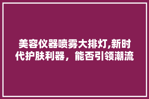 美容仪器喷雾大排灯,新时代护肤利器，能否引领潮流