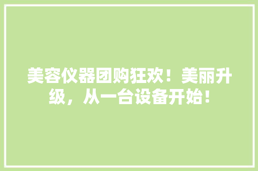 美容仪器团购狂欢！美丽升级，从一台设备开始！