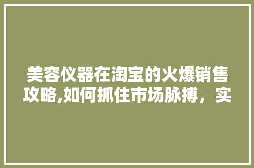 美容仪器在淘宝的火爆销售攻略,如何抓住市场脉搏，实现盈利增长