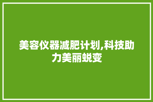 美容仪器减肥计划,科技助力美丽蜕变