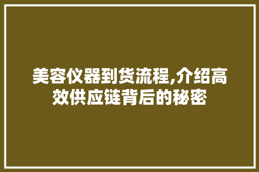 美容仪器到货流程,介绍高效供应链背后的秘密
