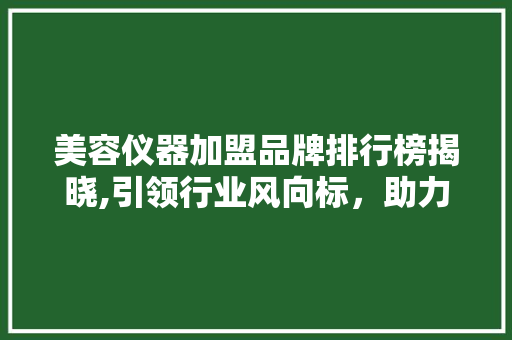 美容仪器加盟品牌排行榜揭晓,引领行业风向标，助力创业者迈向成功 婚姻情感