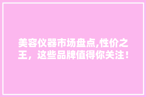 美容仪器市场盘点,性价之王，这些品牌值得你关注！