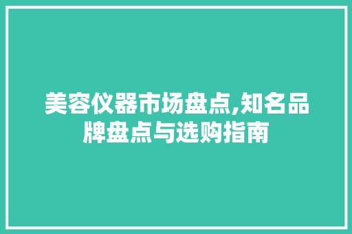 美容仪器市场盘点,知名品牌盘点与选购指南