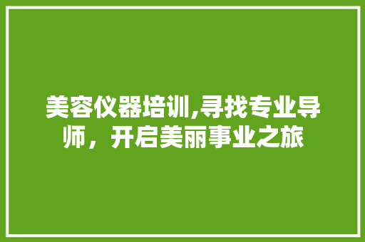 美容仪器培训,寻找专业导师，开启美丽事业之旅