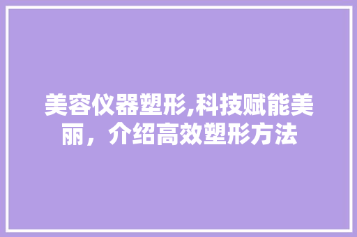 美容仪器塑形,科技赋能美丽，介绍高效塑形方法