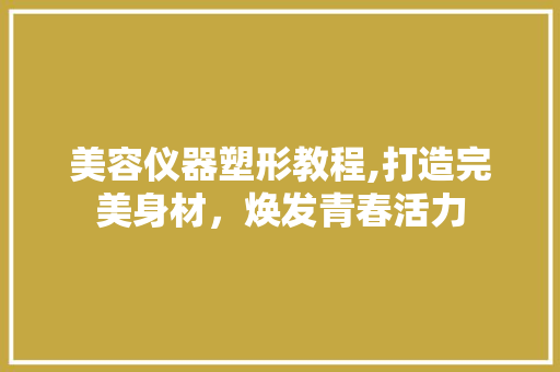 美容仪器塑形教程,打造完美身材，焕发青春活力