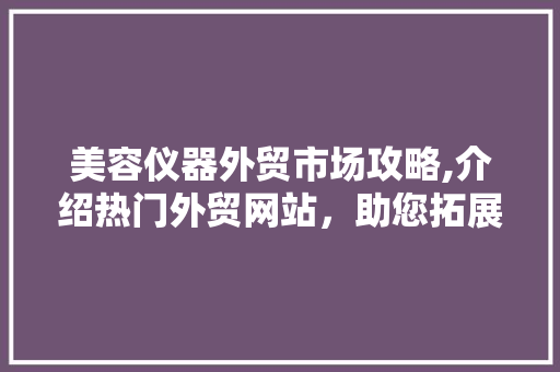 美容仪器外贸市场攻略,介绍热门外贸网站，助您拓展全球业务