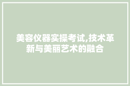 美容仪器实操考试,技术革新与美丽艺术的融合 美体修身