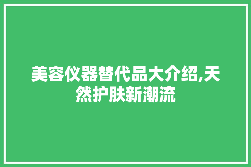美容仪器替代品大介绍,天然护肤新潮流