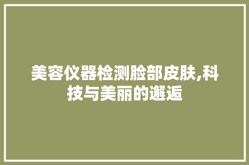 美容仪器检测脸部皮肤,科技与美丽的邂逅 饮食大全