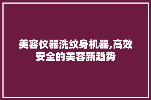 美容仪器洗纹身机器,高效安全的美容新趋势