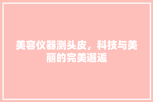美容仪器测头皮，科技与美丽的完美邂逅