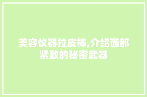 美容仪器拉皮棒,介绍面部紧致的秘密武器 综合便民