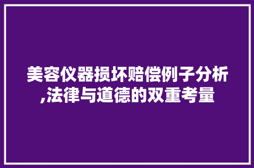 美容仪器损坏赔偿例子分析,法律与道德的双重考量