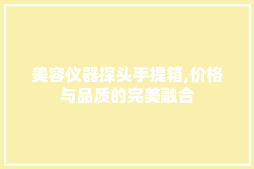 美容仪器探头手提箱,价格与品质的完美融合