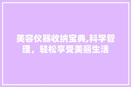 美容仪器收纳宝典,科学管理，轻松享受美丽生活 母婴育儿