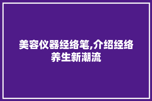 美容仪器经络笔,介绍经络养生新潮流