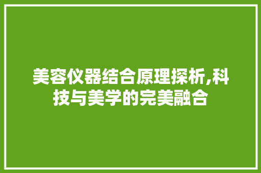 美容仪器结合原理探析,科技与美学的完美融合