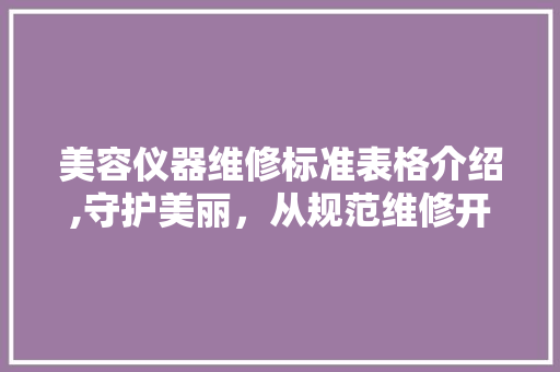 美容仪器维修标准表格介绍,守护美丽，从规范维修开始