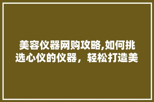 美容仪器网购攻略,如何挑选心仪的仪器，轻松打造美丽肌肤