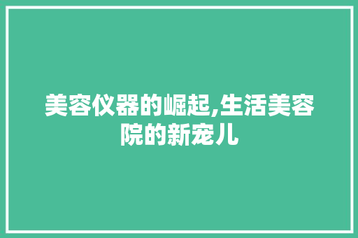 美容仪器的崛起,生活美容院的新宠儿