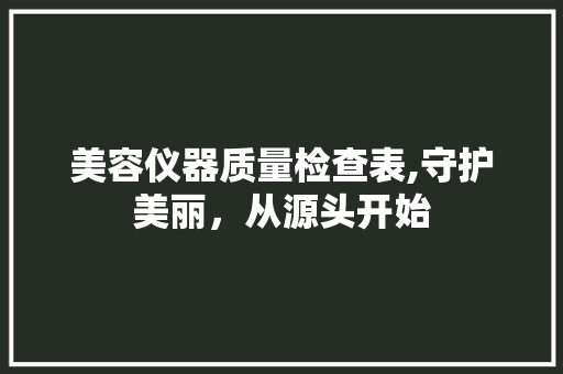 美容仪器质量检查表,守护美丽，从源头开始